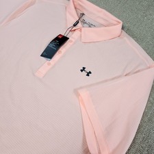 Under Armour Playoff Polo Men XXL Vented Pink Performance Golf Quick Dry NEW