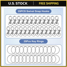 50PCS Bulk Keychains Set, Split Keychains Rings with Chain 1Inch Key Rings Parts