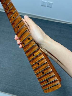 ''Wave'' type Fingerboard DIY 22fret Roasted Flame Maple Electric guitar neck 12in