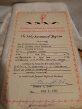 Vintage Baptism Certificate