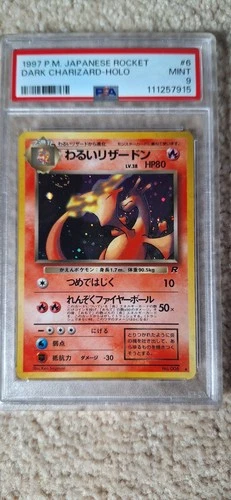 1997 P.M. Pokemon Japanese Rocket Gang Holo Dark Charizard #6 PSA 9 mint