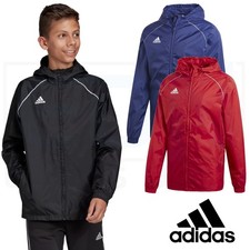 Adidas Boys Waterproof Jacket Kids Water Resistant Hooded School Rain Coat  