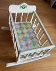 Vintage 1980s Cabbage Patch wooden rocking cradle crib with pad