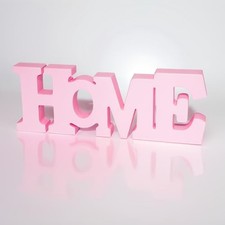 Wood Home Sign Wooden Blocks Home Wall Decor for Living Room,Freestanding Pink