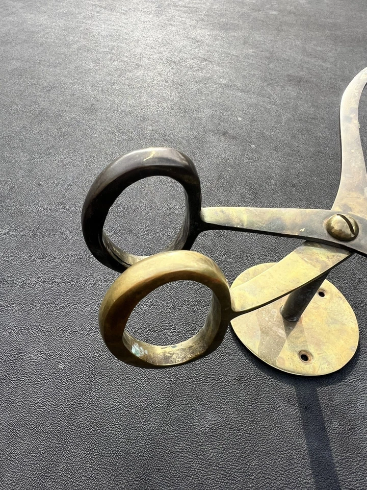 Vintage Patina Brass Wall Mount Ice Block Tongs Paper Towel Holder - Image 2 of 4