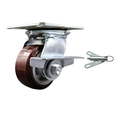 4 Inch Polyurethane Caster with Roller Bearing and Brake/Swivel Lock SCC
