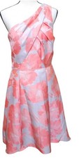 Adrianna Papell Coral Floral Jacquard Midi One Shoulder Size 6 NWT MSRP $229