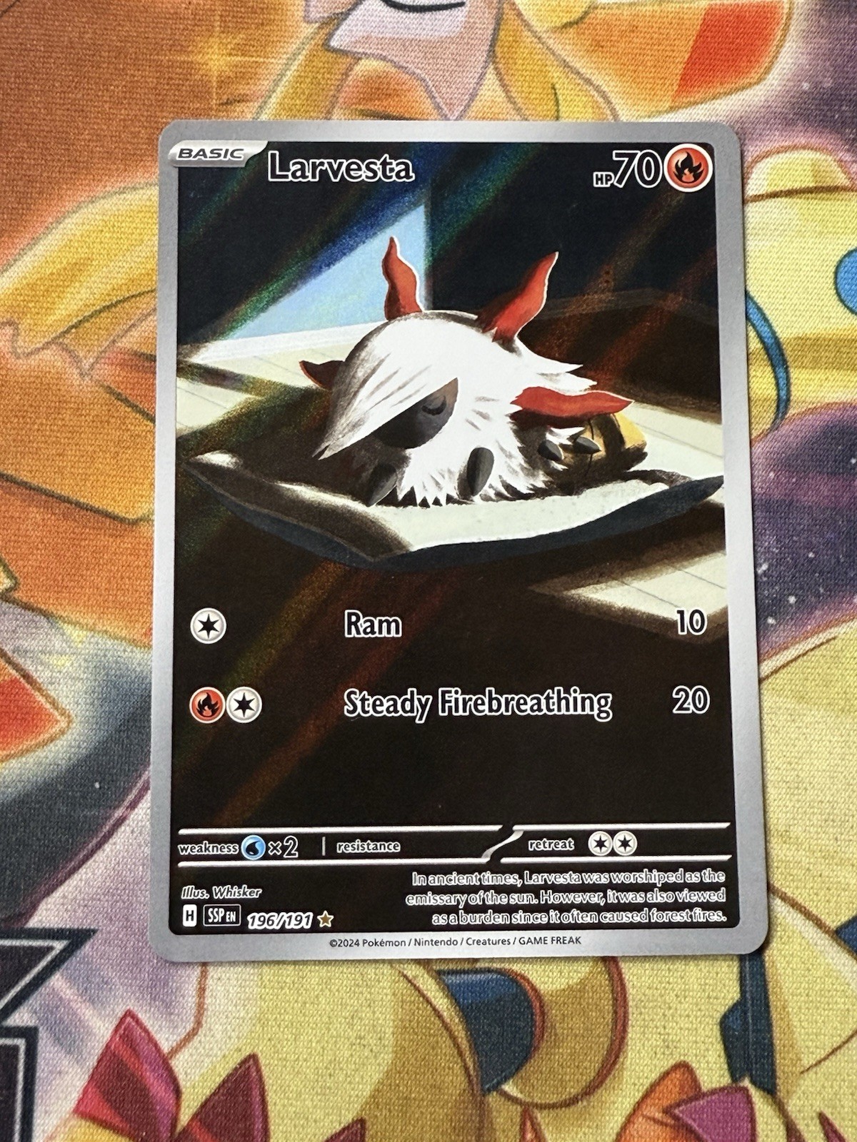 Larvesta 196/191 SV08: Surging Sparks - Pokemon Card - NM