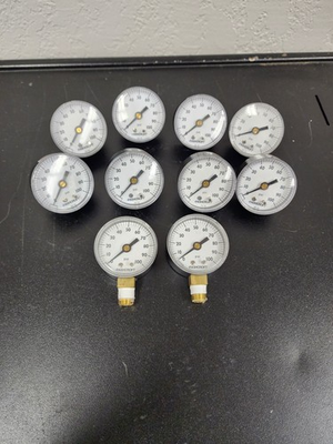 #ad Lot of 10 ASHCROFT 595 06 0 100 PSI 1 4#x27; NPT Dry Gauge Free Shipping $99.00