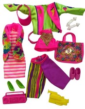 Vintage Mixed Lot Barbie Neon Jacket Shorts Shirt Bag Dress Radio Lot