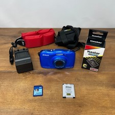 Nikon Coolpix S33 Waterproof Shockproof 13.2MP Digital Camera Rare Blue 2gb Case
