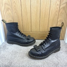 Dr Martens Doc 1460 Crackle Black Leather Black Bow Ankle Boots Size UK 9 EU 43