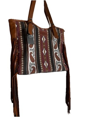 Myra Bag | Purse With Fringe | Western Purse | Mojave paisley Fringed Tote Bag |