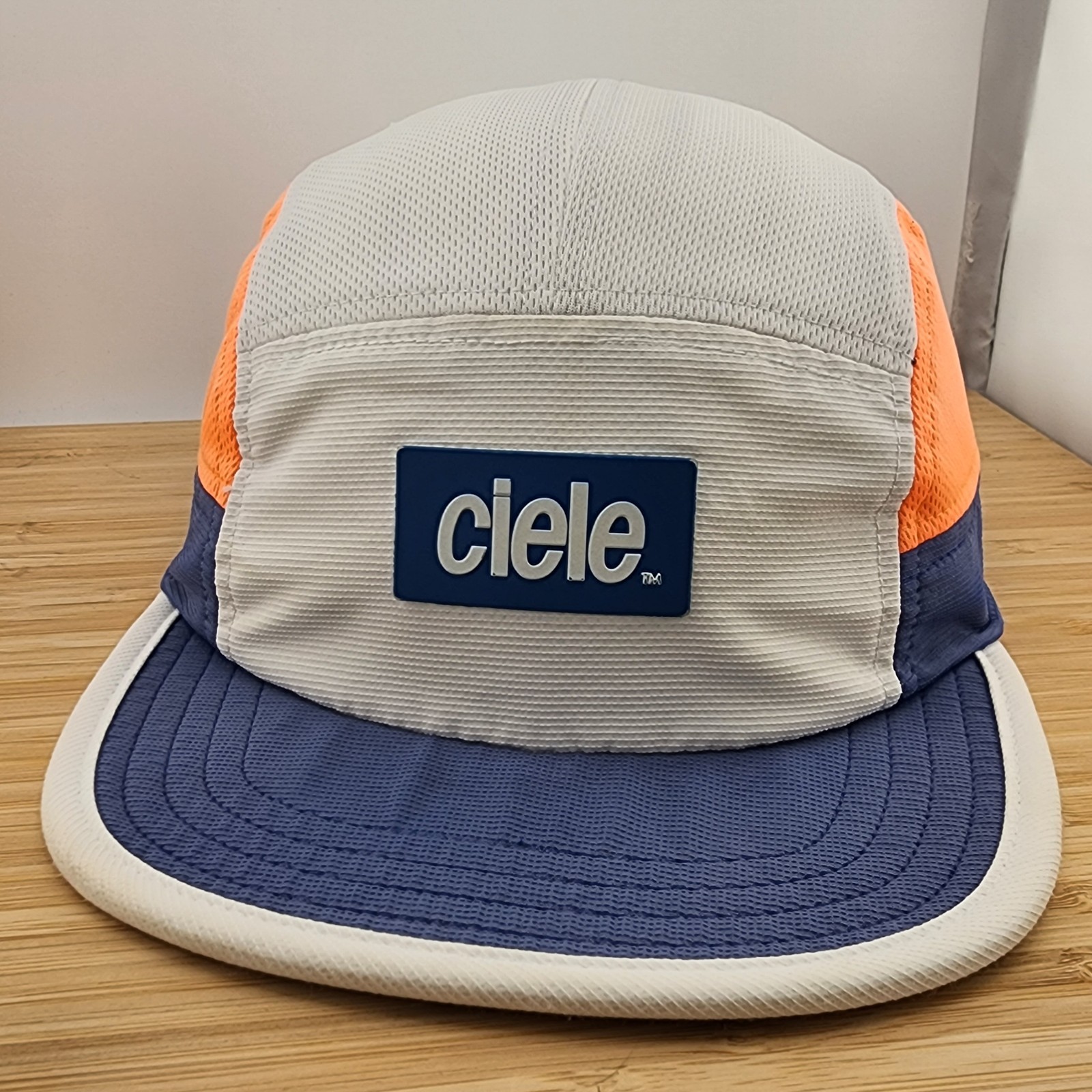 Ciele Athletics 7 Panel Hat, White & Blue Cap, COOLwick, Buckle Strapback