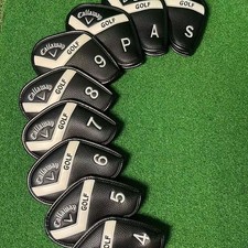 9Pcs Callaway Golf Iron Head Covers For 4-9ASP Leather Magnetic Black White