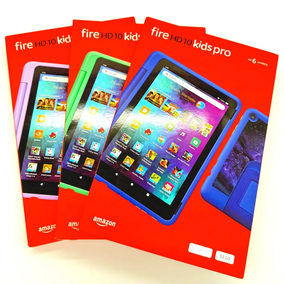 Amazon Fire HD 10 Kids Pro 32GB Gen. 13, 10 Zoll, Lila, Blau, Grün - NEU OVP
