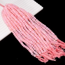 Pink Opal Gemstone Rondelle Shape Smooth Beads 6X6 8X8 mm Strand 8" GB-999