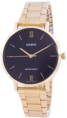 Casio LTP-VT01G-1B Japan Mov't Quartz Stainless Steel Black Dial 30M Lady Watch