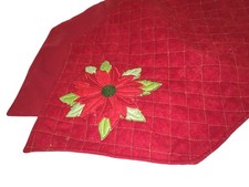 Red POINSETTIA Holiday Decor Christmas Dining Table Runner - Large Flower on Sol