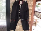 Civil War Reenactment Artillery Uniform Dark Gray & Red Trim Red Suspenders &Hat