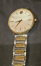 Movado Ultra Slim 35mm Quartz Two-Tone White MOP Dial Ladies Watch free shippin