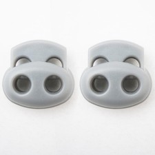 Set Of 2 Shoelace Buckle Rope Clamp Cord Lock Stopper Run Sports Shoe Lace Grey