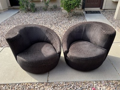 Nautilus Swivel Barrel Chairs by Vladimir Kagan PAIR