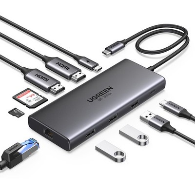 Revodok Pro USB C Docking Station Dual HDMI 10 IN 1 Hub 2 HDMI, Gigabit Ether...