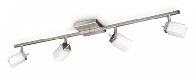 Spotleiste Modern Halogen Deckenleuchte Glas 4 Flammig Stahl gebürstet  - Bild 1 von 3