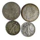 90% Silver Lot (2) Morgan Dollars (2) Walking Liberty Half Dollars $3 face value