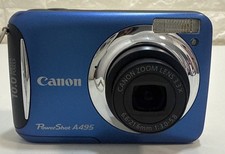 Canon PowerShot A495 10MP Digital Camera Blue Excellent Condition Tested Working
