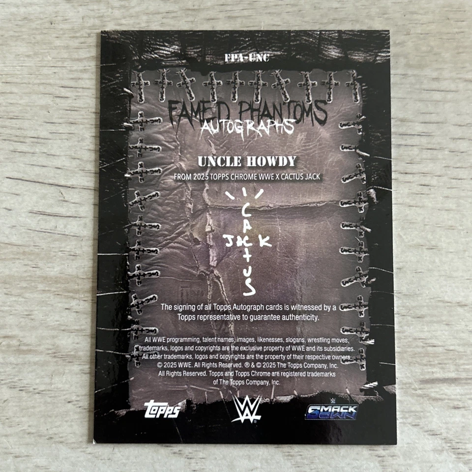 2025 Topps Chrome Cactus Jack WWE Uncle Howdy Famed Phantoms Auto #FPA-UNC - Image 2 of 2