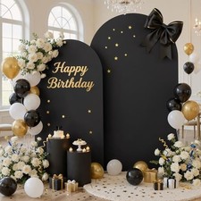 Black Arch Backdrop Cover Set of of 2, 7.2ft and 6ft Stretchy Spandex Fitted ...