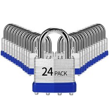 HZSY Padlocks Keyed Alike, Pack of 24, Laminated Steel, 40mm, Normal Shackle
