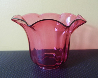 Nice little Cranberry Glass Tulip Oil Lamp Shade 2" Fit