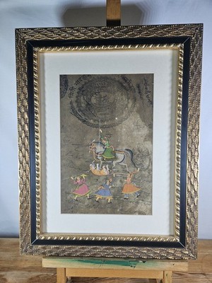 INDO-PERSISCHE MINIATUR JAGDSZENE TIGER REITER GEMÄLDE MOGULSTIL