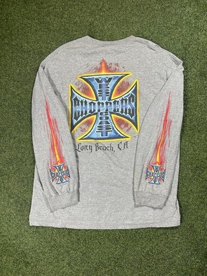 Vintage Y2K Jesse Who WEST COAST CHOPPERS Long Sleeve Size XL Flames 23x28.5
