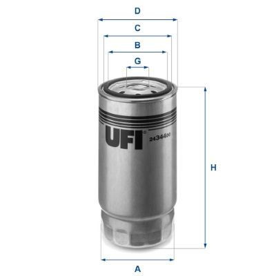 UFI Fuel Filter Insert 163mm Height Fits BMW 3 Series 7 Series 24.344.00