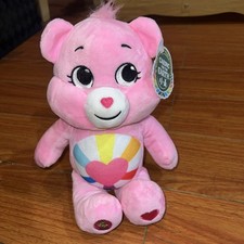 2023 Care Bears Hopeful Heart Bear Plush Pink Rainbow Heart Belly Badge NWT