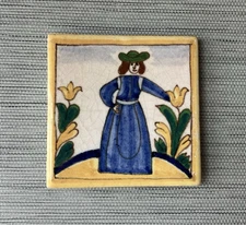 Antique AETCO American Faience European Style Art Tile, Gardener