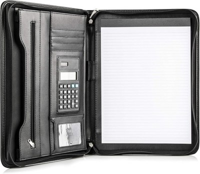 Leather Business Portfolio with Zipper Padfolio - 10.1 Inch Tablet Sleeve