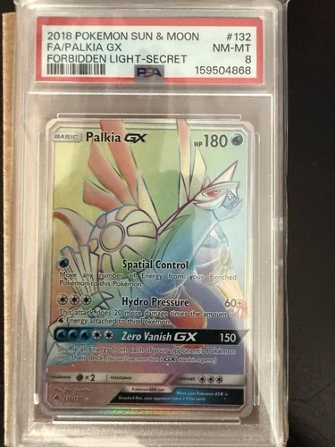 PSA 8 Palkia GX 132/131 Secret Rare Rainbow Holo Forbidden Light Pokemon