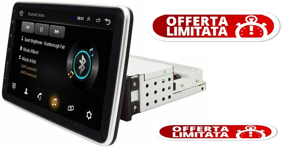 AUTORADIO ANDROID 10 POLLICI STEREO AUTO 1 DIN 2GB RAM WIFI SCHERMO ESTRAIBILE - Immagine 4 di 4