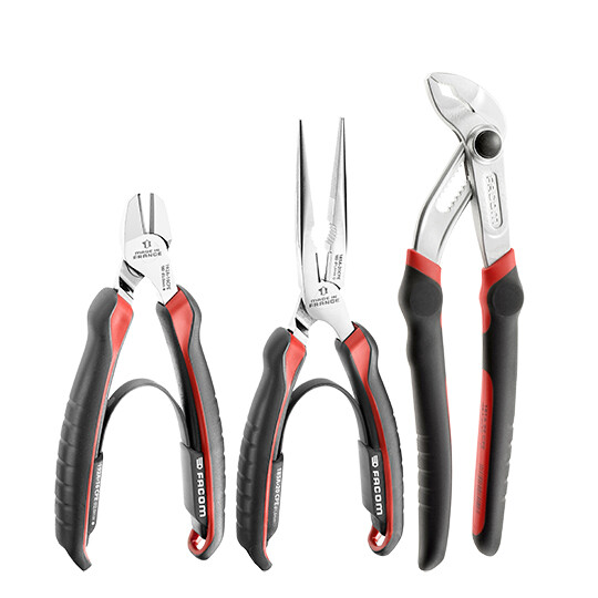 Set of 3 facom pliers (multi grip/cutting/nose) - net price