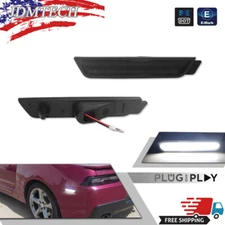 Smoked Lens White LED Rear Bumper Side Marker Light For 2010-15 Chevrolet Camaro