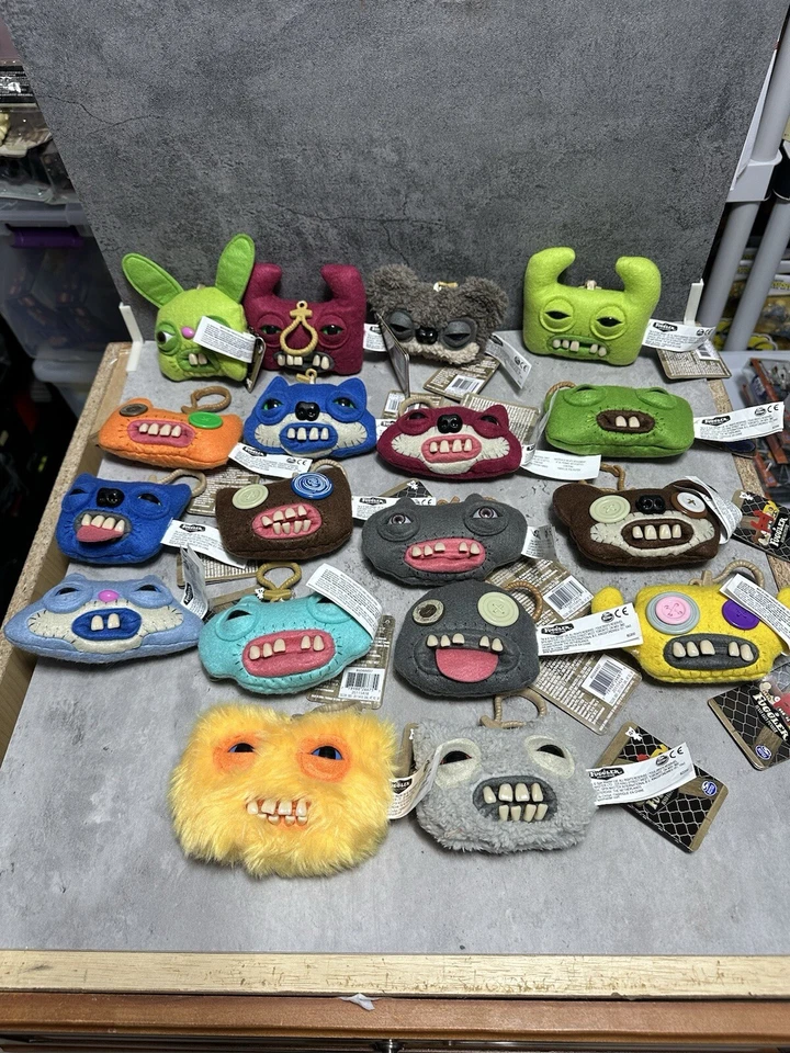 18 SPINMASTER Fuggler Funny Ugly Monster Plush Clip On KEY CHAIN Pouch Buttons - Image 2 of 4