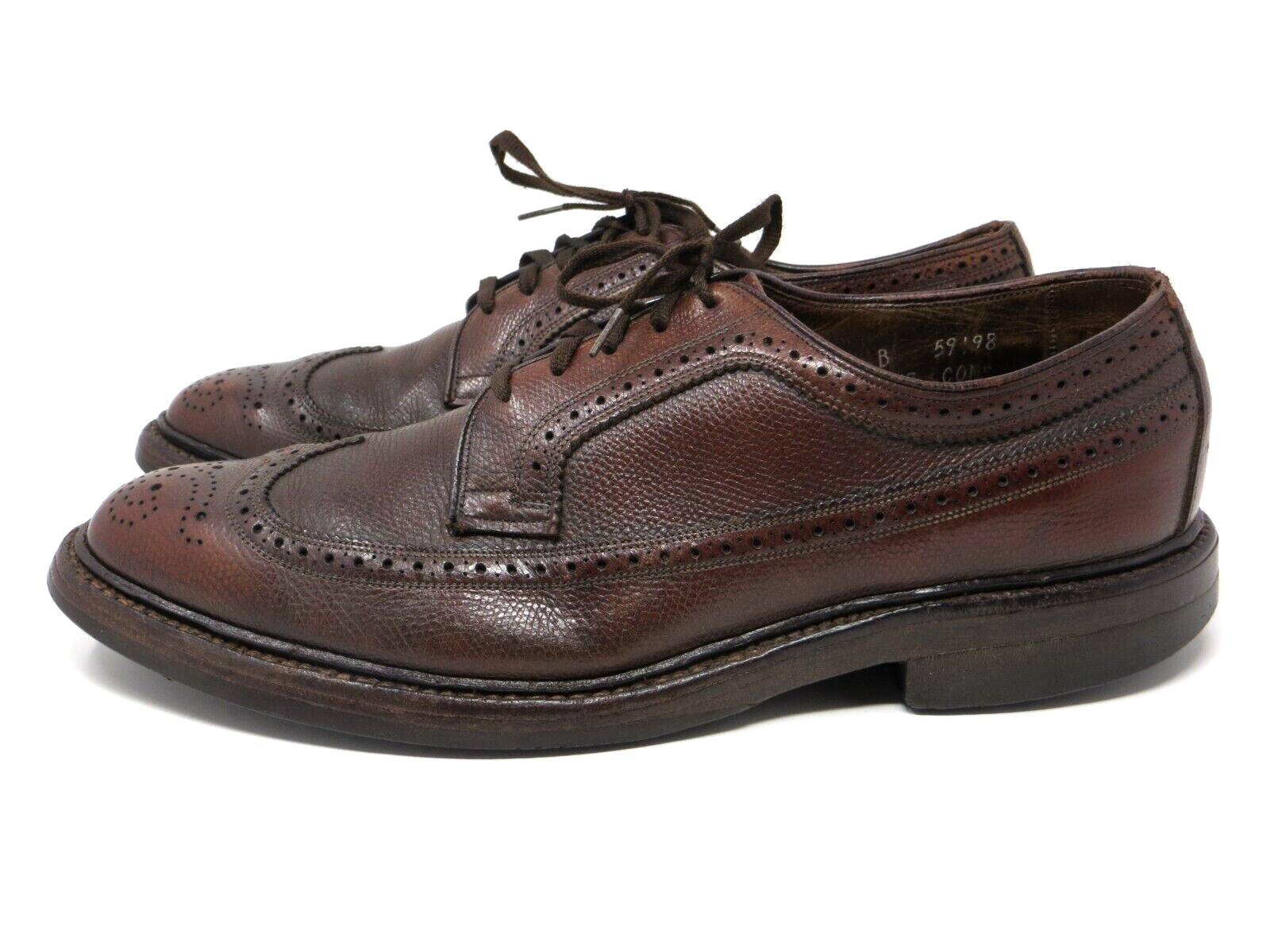 SAOLA Vintage ALLEN EDMONDS MacNeil Pebble Leather 9 B punta alare ad ala lunga 9157 Brogue Derby
