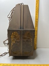 UNIQUE RARE MID CENTURY MODERN ARTIC GLASS AMBER TONE CHANDELIER HANGING LIGHT