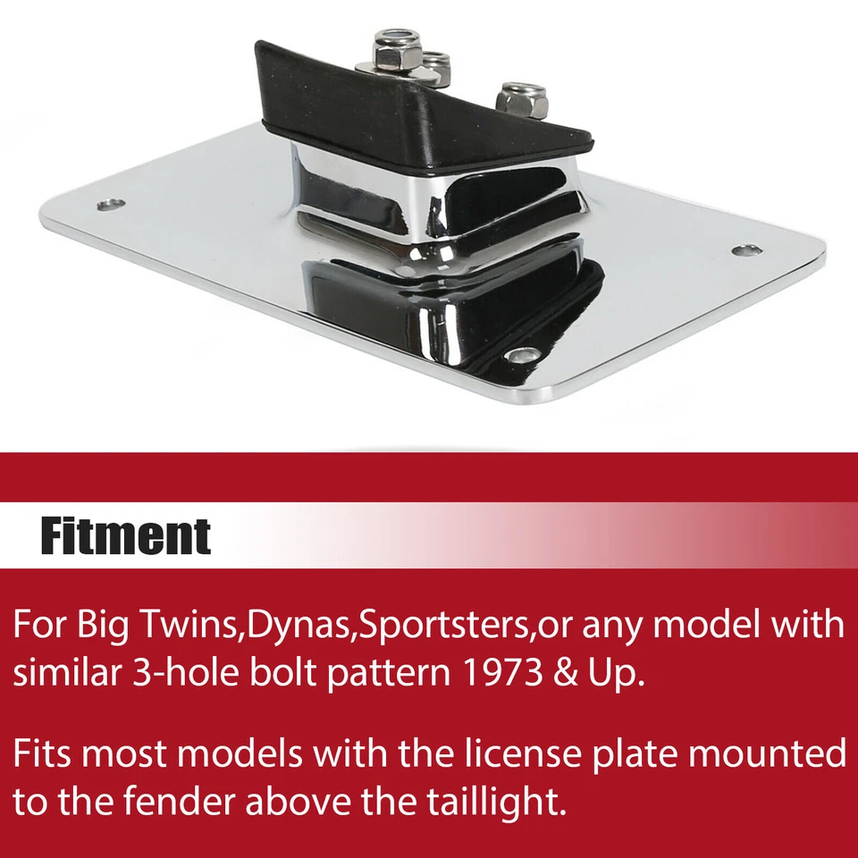 For Harley Sportster Dyna Softail 3 Holes Laydown License Plate Mounting Bracket - Imagem 3 de 4