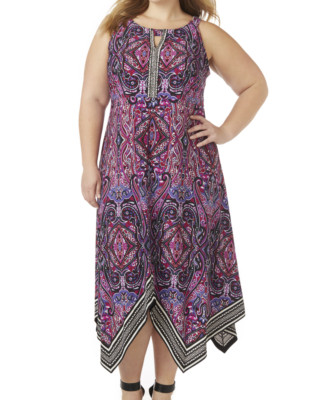 CATHERINES PURPLE EMBELLISHED SLEEVELESS EXOTIC MUSE MAXI DRESS PLUS 1X 18/20W